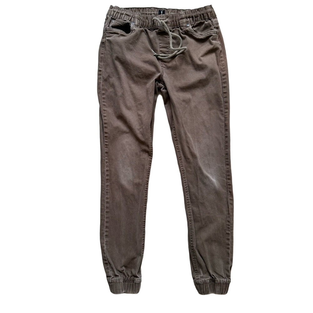 Jeaniologie Jagger Brown Cargo Pants with Elastic Cuffs Drawstring Waist M